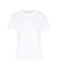 Белая футболка с вышитым круглым вырезом Armani Exchange, белый