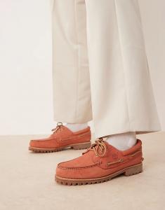 Туфли-лодочки Timberland Authentic с тремя парами люверсов пастельно-красного цвета