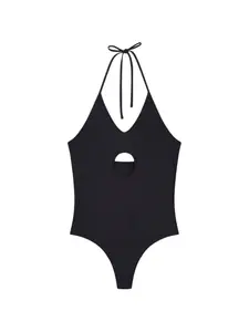 Слитный купальник с вырезом Coperni, коричневый