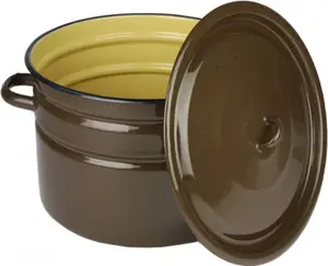 Эмалированная кастрюля 15 л, универсальная кастрюля для супа, индукционная кастрюля для мяса, кейтеринг, коричневая EMALIA RYBNIK