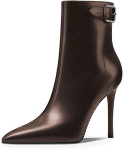 Женские модные ботильоны Zszszsu с заостренным носком и высокими каблуками-стилетто, на короткой шпильке, с боковой молнией, для платьев, осень-зима, размеры US 4-16, Saddle Brown