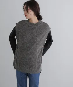 Женский жилет с боковыми пуговицами, элегантный сшитый топ, трикотажное изделие без рукавов Pourvous, цвет Charcoal Gray