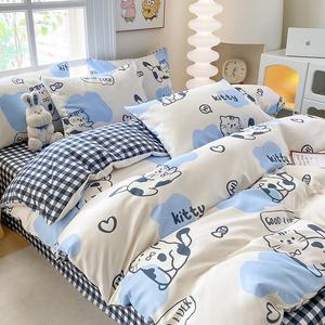 MUJI Комплект постельного белья 4 предмета, пододеяльник 200x230 см, простыня, наволочки, ткань для детей, милый кот