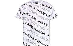 Футболка с принтом логотипа Couture Allover VERSACE JEANS, белый