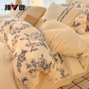 Yalu Комплект постельного белья из 4 предметов (простыня 200 см, пододеяльник 220х240 см), вельвет, цвет French Garden