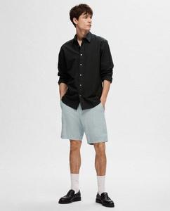 Мужские льняные шорты-бермуды Selected, светло-синий