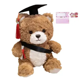 Плюшевый мишка на выпускной с докторской шапочкой, высота 30 см AOLETU