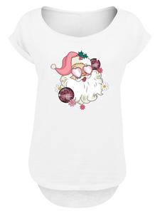 Футболка F4NT4STIC Shirt Pink Retro Disco Santa Christmas Bling, белый