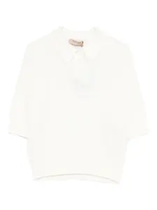 Поло с эффектом расчесанного ворса Twinset, белый