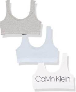 Комплект из 3 бюстгальтеров-бралеттов Calvin Klein для девочек Modern Cotton Bralette, White/Empry/Heather Grey