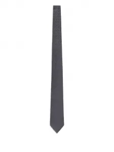 Шелковый галстук с логотипом и жаккардовым узором EMPORIO ARMANI, серый