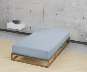 Простынь Biberna на подгонке "Marc в размере. 90х200, 140х200 или 180х200 см", из хлопка, для матрасов высотой до 22 см, плоская простыня, натяжная простыня 180-200х200 см, 1 шт., синий