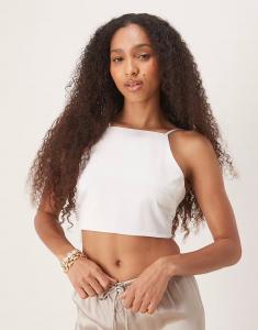 Рассказал Топ на бретельках с завязками сзади из белого атласа Narrated