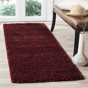 Ковер SAFAVIEH, 69 x 336 см, Santa Monica Shag Collection Maroon SGN725 Solid Non-Shedding для гостиной, спальни, столовой, прихожей плюшевый ковер-дорожка