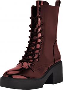 Женские ботинки FOWT с защищенным носком, платформой и шнуровкой, на среднем толстом каблуке, с боковой молнией, зимние, размер 4-16 US, Red