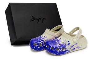 Crocs Crush Clog 811 Manufacturing, захватывающий опыт, специальные сабо из обувной коробки унисекс Bone White Blue