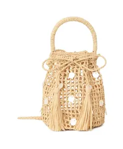 Сумка-Ведро из рафии «Драгоценные моменты» Alanui, бежевый