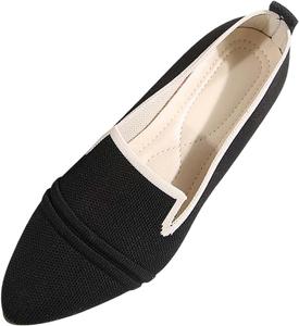 Женские дышащие удобные повседневные туфли с заостренным носком для весны и лета, модные плоские лоферы на каждый день Generic, Black