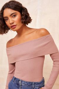 Джемпер с открытыми плечами в рубчик Friends Like These, розовый