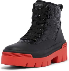 Женские ботинки Keds Soho, Black/Red Quilted Nylon