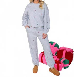 Серый лыжный костюм с вышивкой GILLI