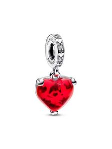 Шарм Pandora Disney Mickey & Minnie Mouse Kiss Red Murano Glass Dangle Charm, стерлинговое серебро
