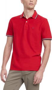 Мужская рубашка-поло Tommy Hilfiger с короткими рукавами, влагоотводящая, эластичная, быстросохнущая, с защитой от ультрафиолета, Apple Red