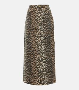 Длинная джинсовая юбка с леопардовым принтом Ganni, Leopard
