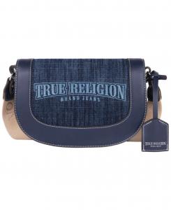 Сумка-седло из темного джинсового материала с логотипом True Religion, Dark denim