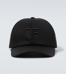 Кепка из канваса и кожи с вышивкой Tom Ford, черный