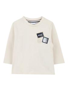 BOSS Kidswear футболка с длинными рукавами и нашивкой, нейтральный