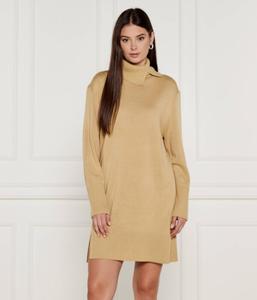 Шерстяное платье с феррингатой Boss Orange, бежевый