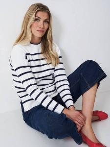 Джемпер с полосками и рельефным узором Crew Clothing, Navy Blue/White