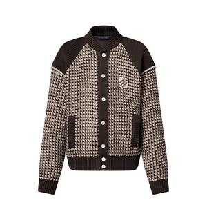 Вязаный хлопковый жаккардовый бомбер Louis Vuitton, коричневый