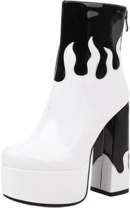 Женская мода LYYSKY, ботильоны на платформе с высокими каблуками 15 см, округлый носок, короткие ботильоны с аккуратной задней молнией, праздничные ботинки до щиколотки A001-6, размеры US4-US10, White(A003)