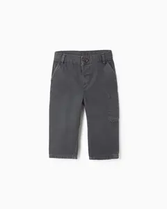 Детские брюки из саржи с карманами-карго Zippy, серый