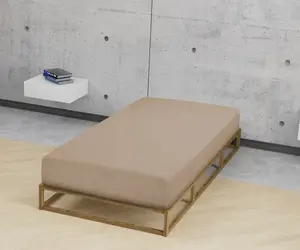 Простынь Biberna на подгонке " Thea в размере. 90х220, 140х220 или 180х220 см", из хлопка, для матрасов высотой до 25 см, простынь плоская, простыня на подгонке 180-200х200-220 см, 1 шт., цвет macciato