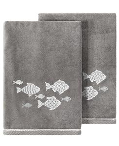 Набор из двух банных полотенец из турецкого хлопка с вышивкой «Фиджи» Linum Home, цвет charcoal