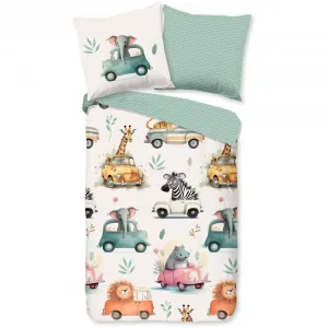 Доброе утро детское постельное белье "Gogo", хлопок, 135х200, молния, двусторонний вид, ребенок, мальчик, транспортные средства Good Morning, зеленый