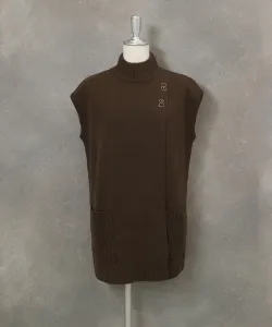 Вязаный жилет-туника длиной до щиколотки из 100% шерсти Studio Picone, цвет Brown (010)