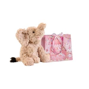 Плюшевая кукла Nordic Elephant высотой 24 см Fat Fat Dragon, Nordic Elephant - Milk Coffee+Birthday Exclusive Bunny Shopping Bag