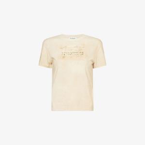 Футболка Acne Studios с коротким рукавом и логотипом, бежевый
