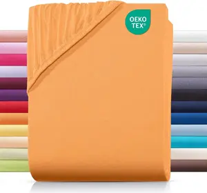 Простыня на резинке джерси 100х200 см из 100% хлопка, однотонная оранжевая Carpe Sonno
