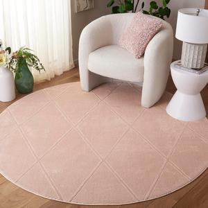 Ковер SAFAVIEH, 201 x 201 см, Revive Collection, круглый, розовый, геометрический рисунок, идеален для помещений с высокой проходимостью: гостиная, спальня, столовая (REV104U)