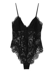 Боди с кружевом Тедди ZIMMERMANN, черный