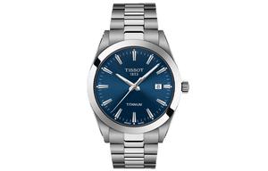 TISSOT Часы Windy Collection Men's Watch Watch Quartz Movement 40mm Blue Dial Titanium Watch Case Titanium Strap, Blue Dial