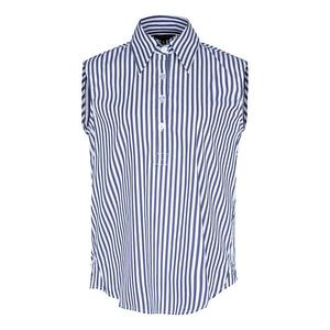 Блузка olivia без рукавов в синюю полоску из итальянского хлопка Le Reussi