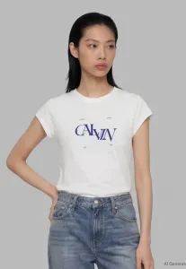 Сезонная футболка с графическим принтом в облегающем стиле Calvin Klein Jeans, Bright White