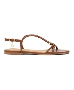 Сандалии на плоской подошве из цельной кожи. Kazar, коричневый