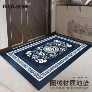 Budis Ковер 120х200 см для прихожей, лестницы, лифта, китайский стиль, цветочный узор, синий, водоотталкивающий, противоскользящий, утолщенный